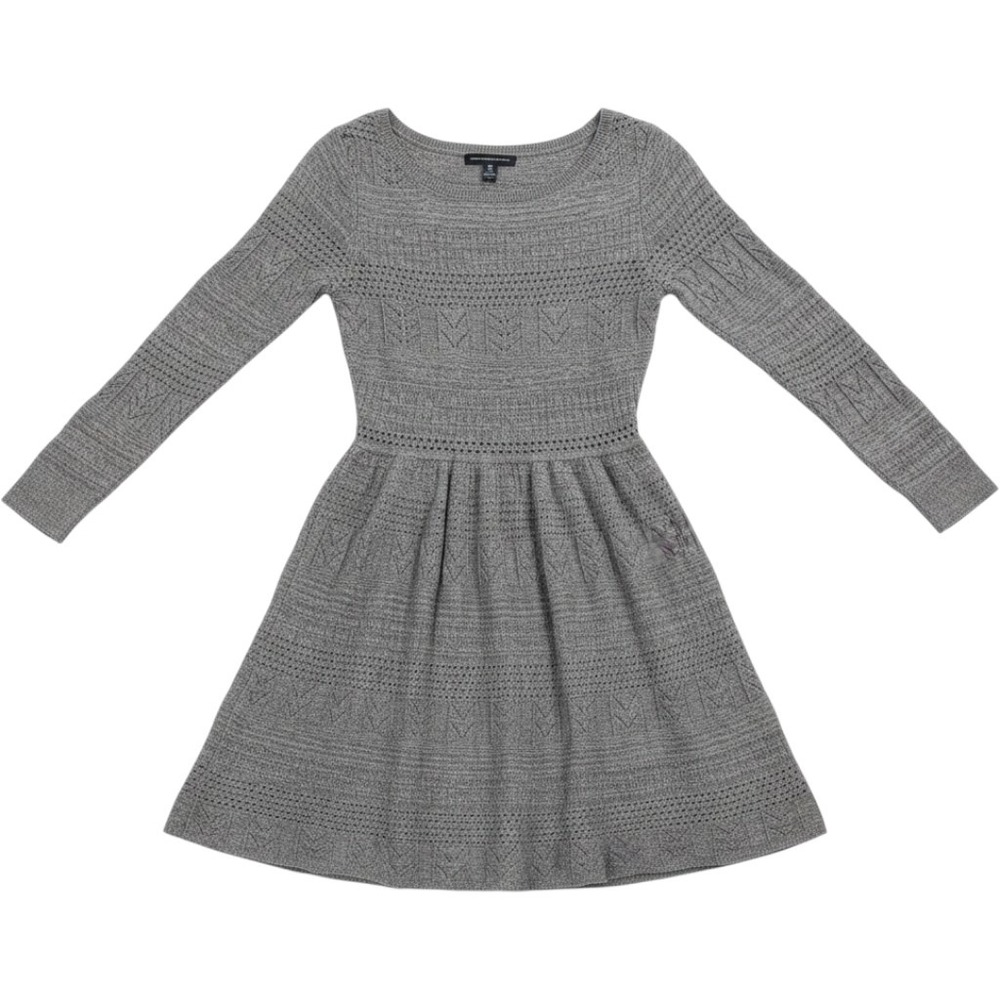 American Eagle Sweater Dress Womens XXS‎ Grey Pointelle Knit